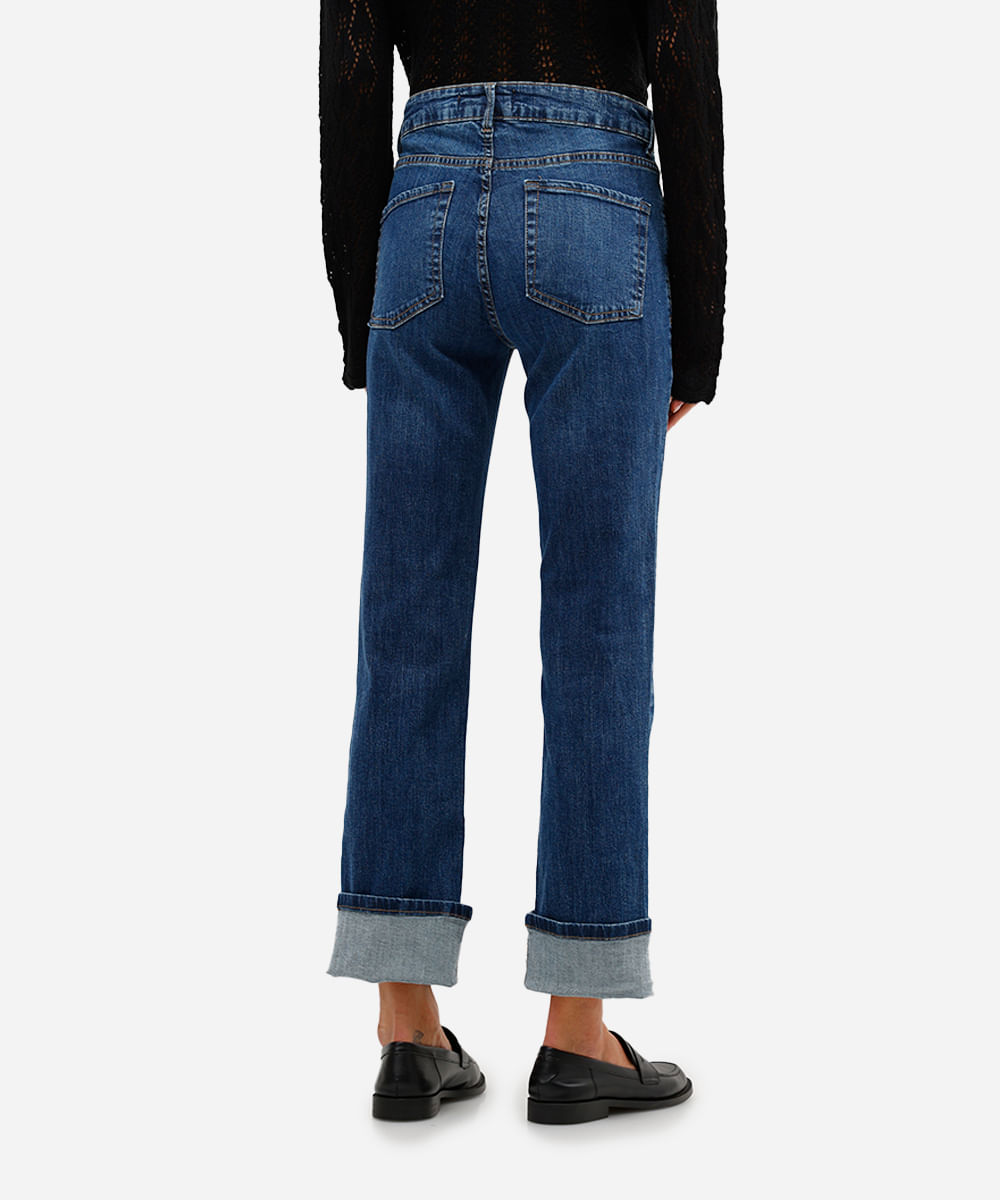 calça slim feminina jeans cintura média - jeans escuro