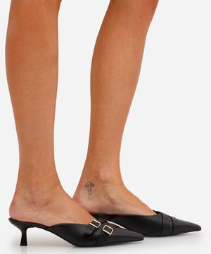 scarpin kitten com fivela oneself preto