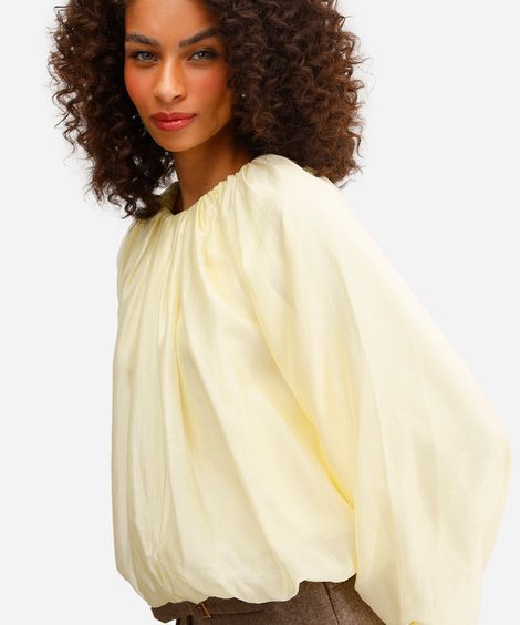blusa balonê feminina de liocel amarela