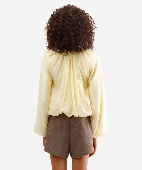 blusa balonê feminina de liocel amarela