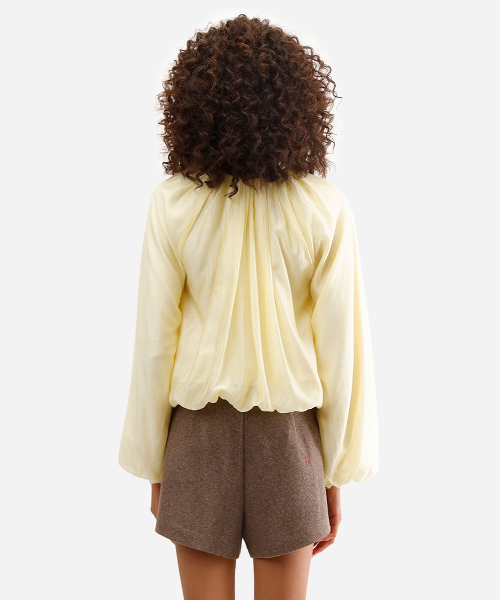blusa balonê feminina de liocel amarela