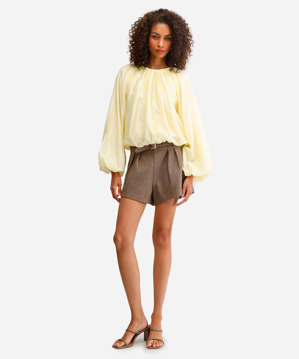 blusa balonê feminina de liocel amarela
