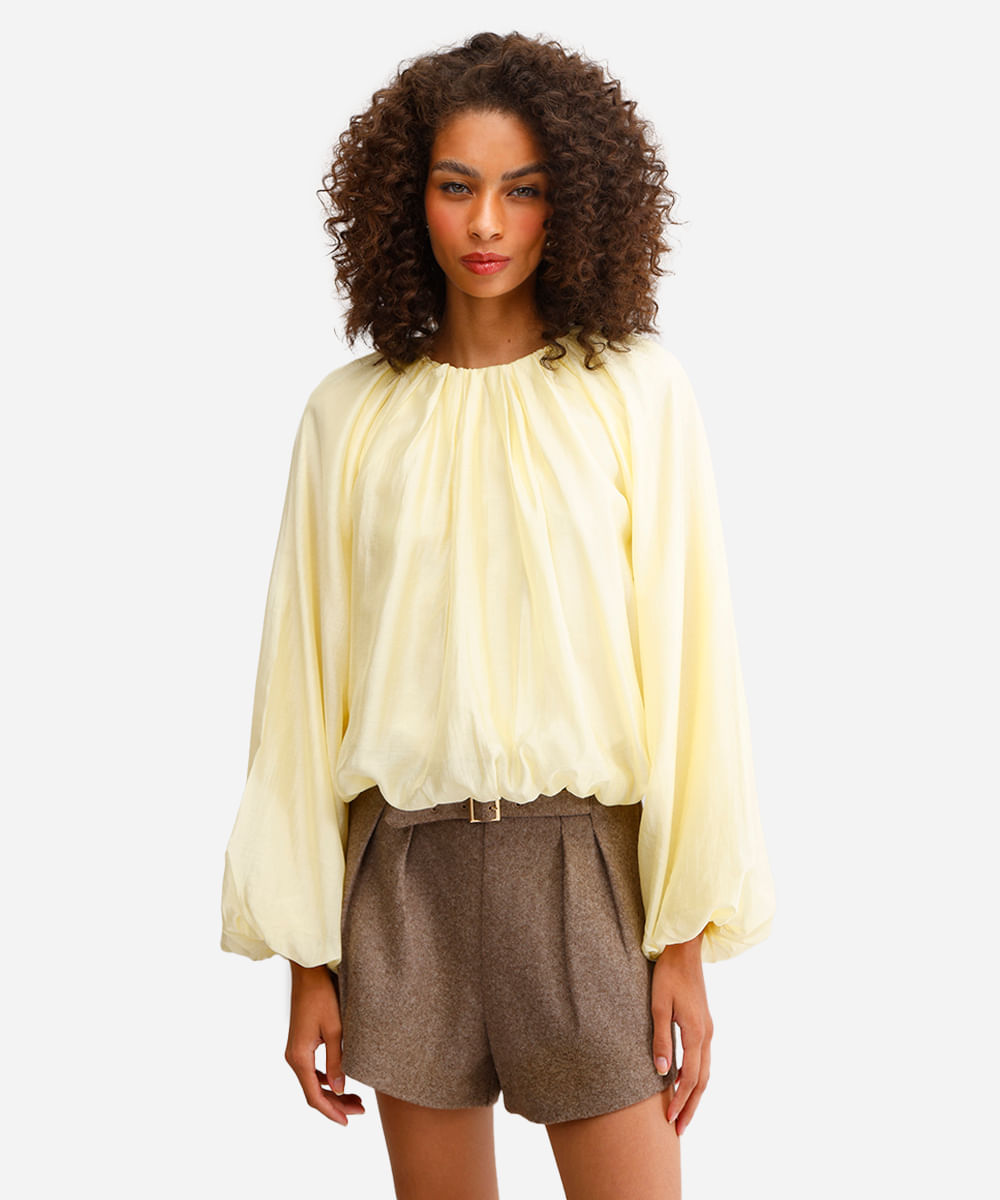 blusa balonê feminina de liocel amarela