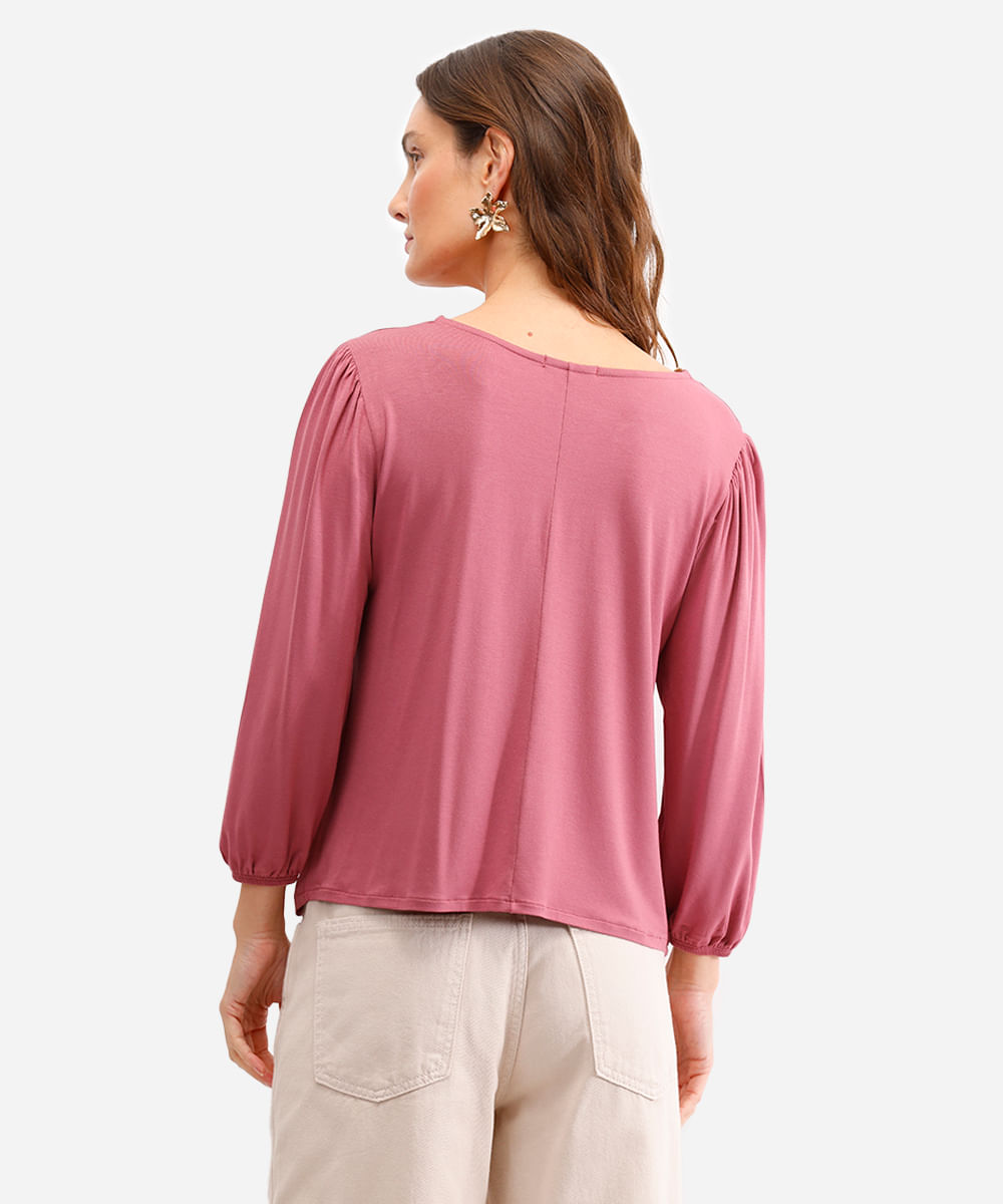 bata de viscose decote v folhagem vinho