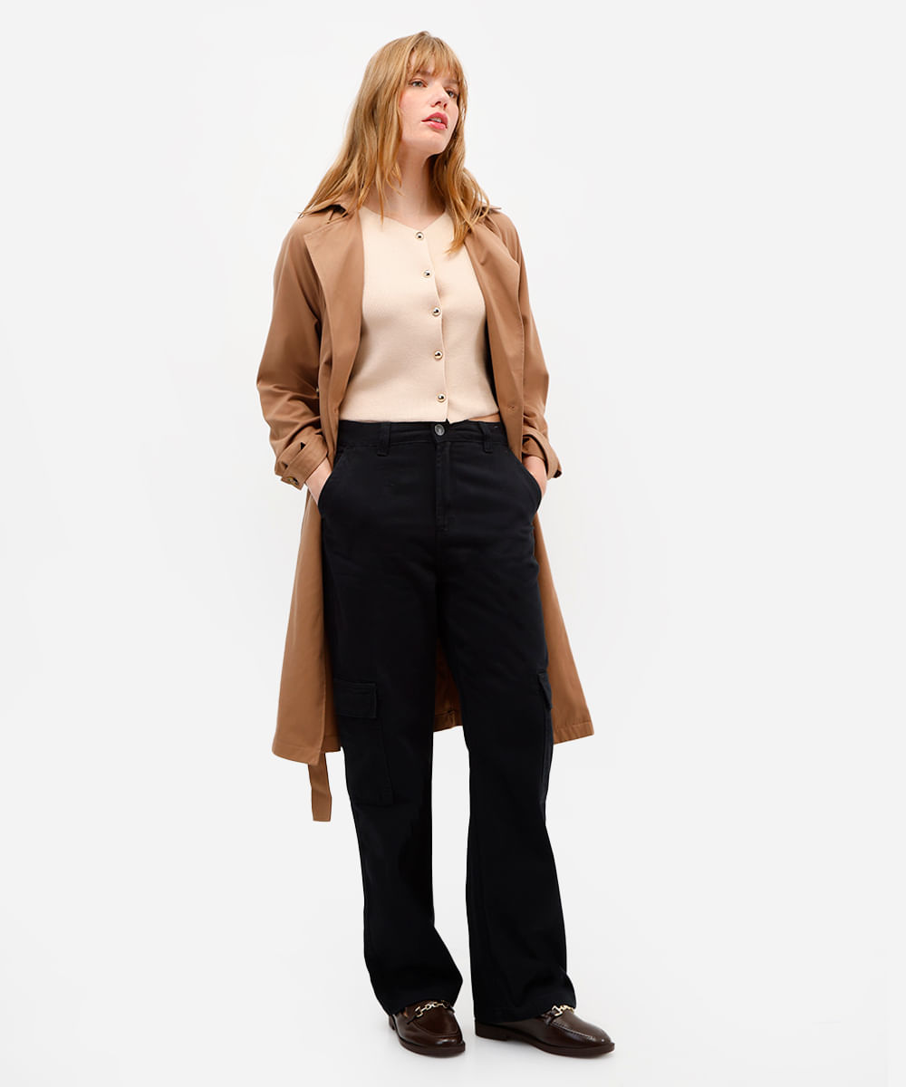 colete feminino de tricot com botões bege