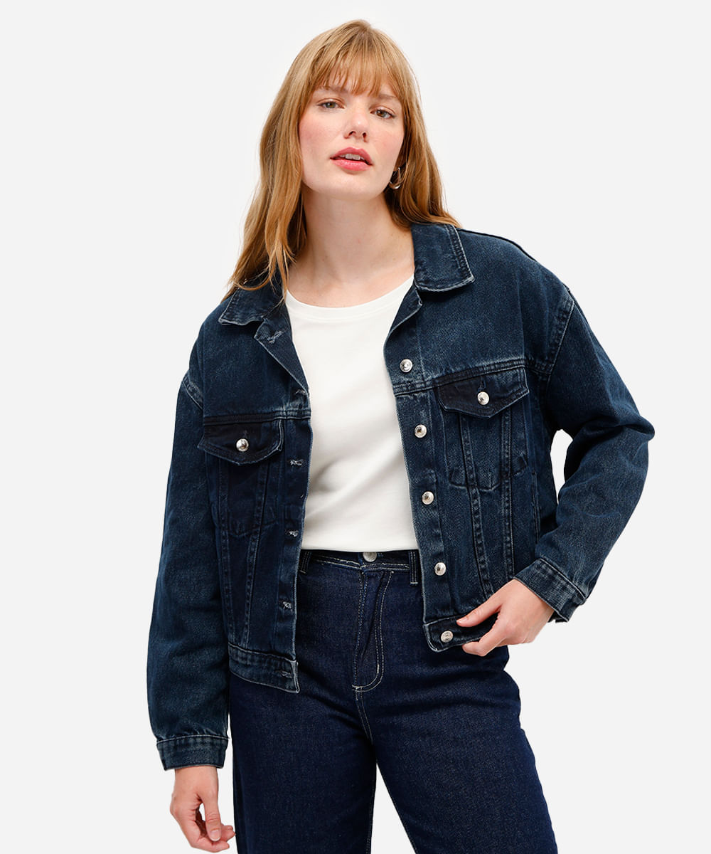 jaqueta feminina jeans azul