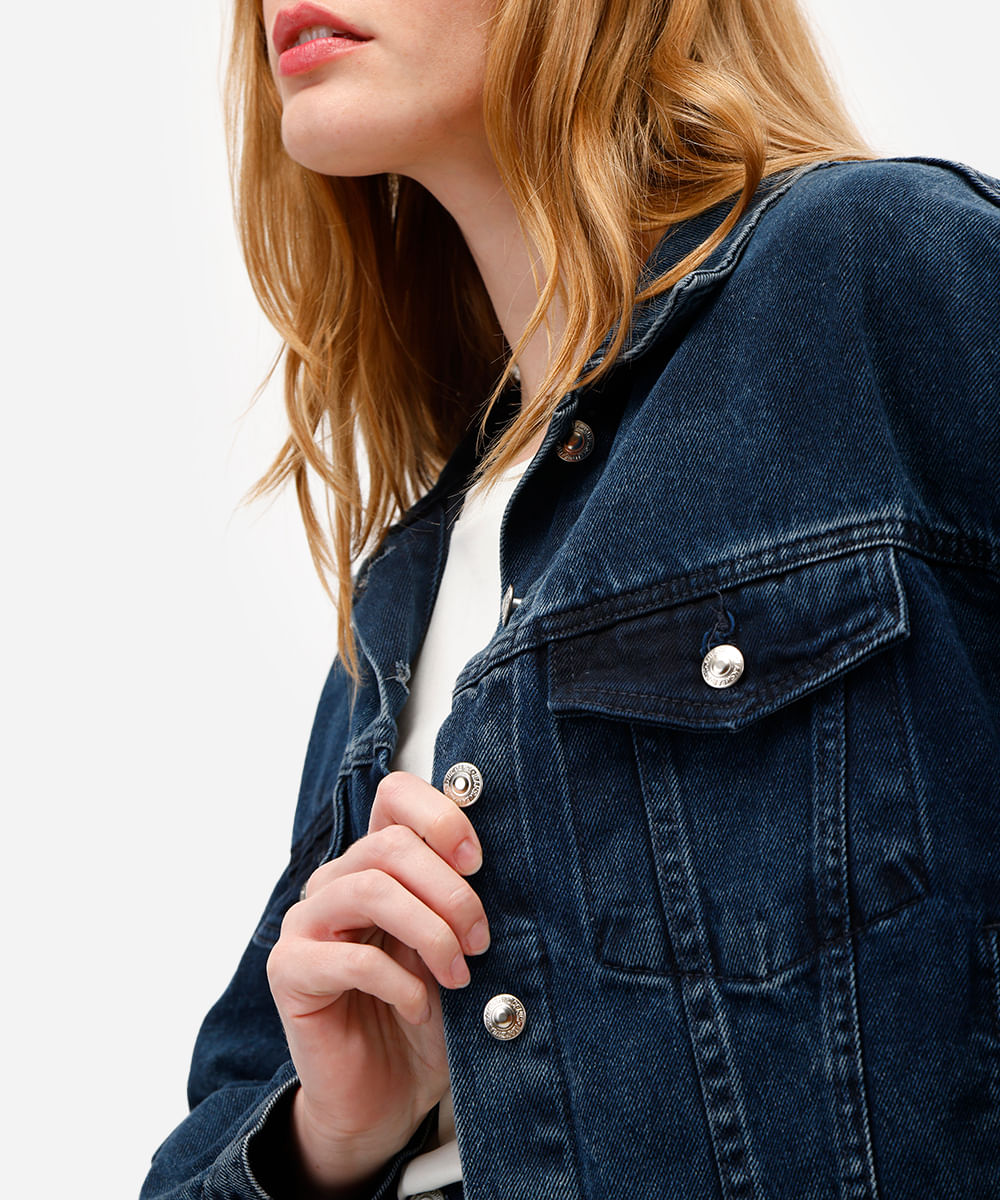 jaqueta feminina jeans azul