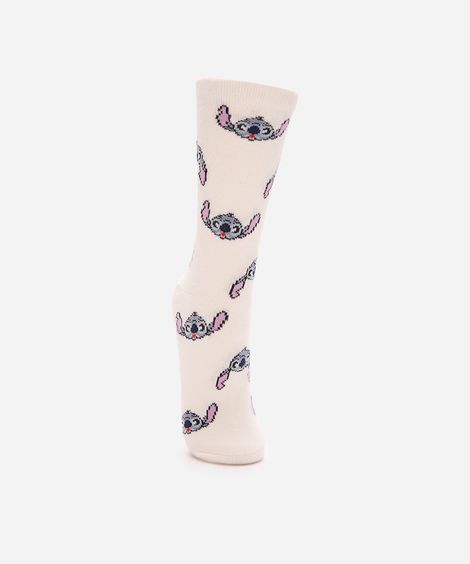 meia feminina de tricot cano longo stitch com antiderrapante off white