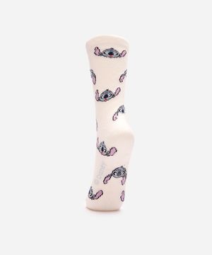 meia feminina de tricot cano longo stitch com antiderrapante off white