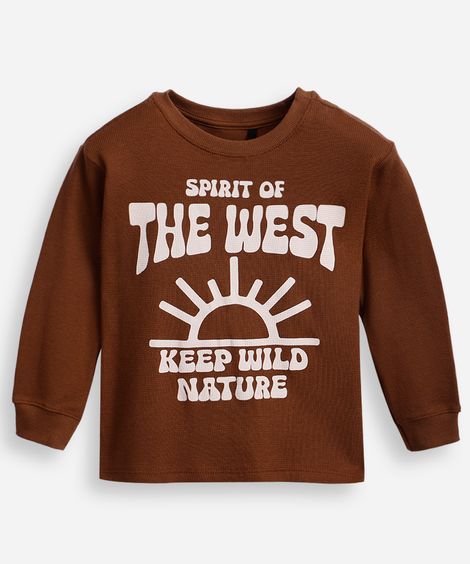 blusa de algodão infantil texturizada marrom