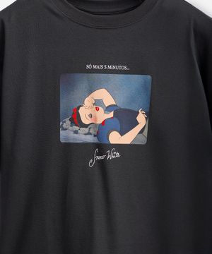 camiseta de algodão juvenil branca de neve cinza