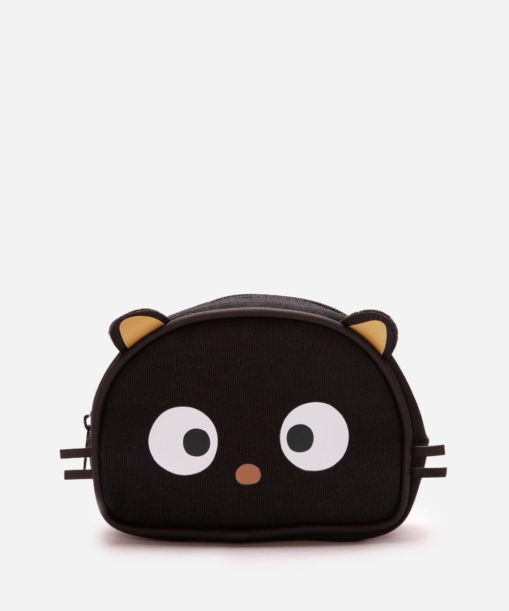 necessaire arredondada chococat preta