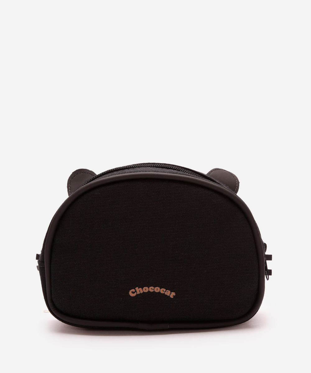 necessaire arredondada chococat preta