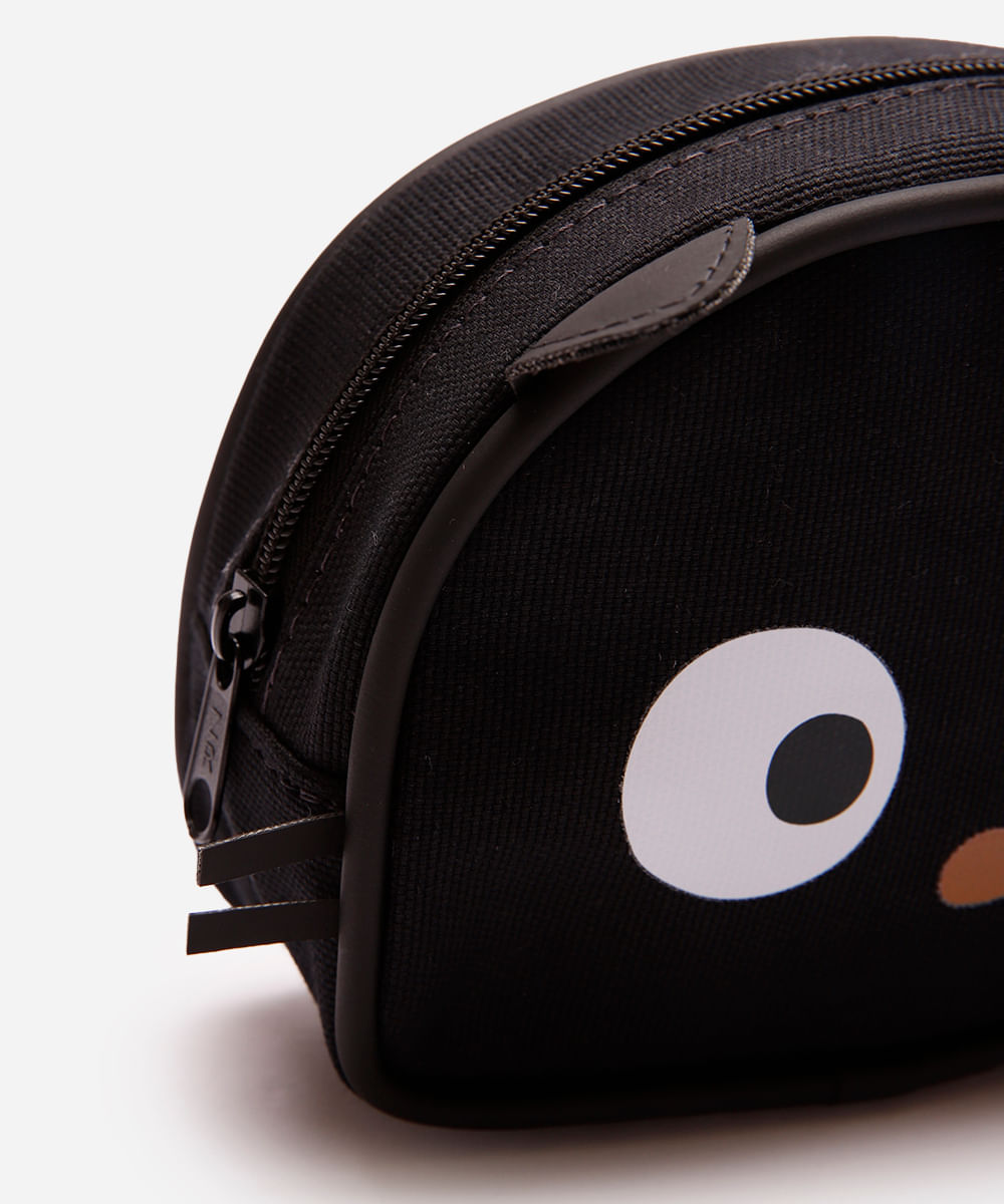 necessaire arredondada chococat preta