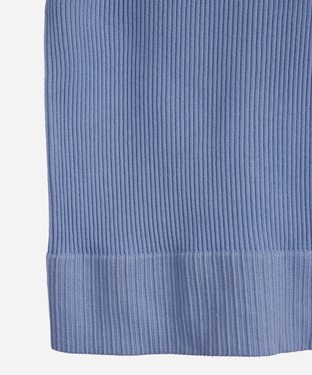 blusa infantil de poliamida canelada manga curta azul