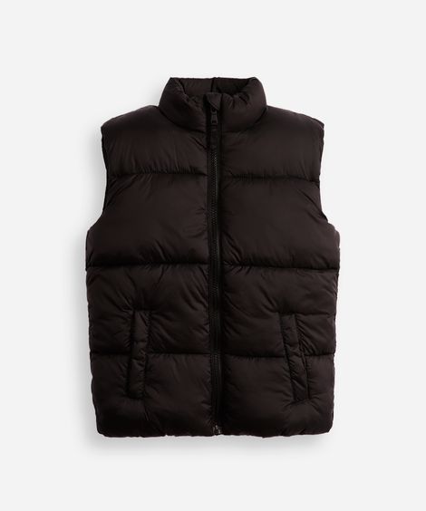 colete puffer infantil alongado preto