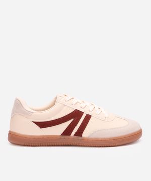 tênis casual com recortes bicolor ace bege