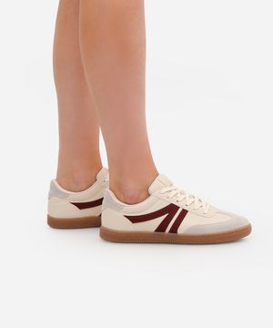 tênis casual com recortes bicolor ace bege