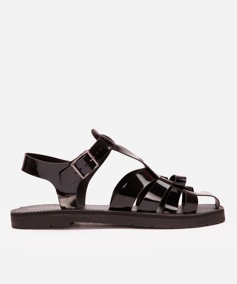 sandália fechada vernizada oneself preta