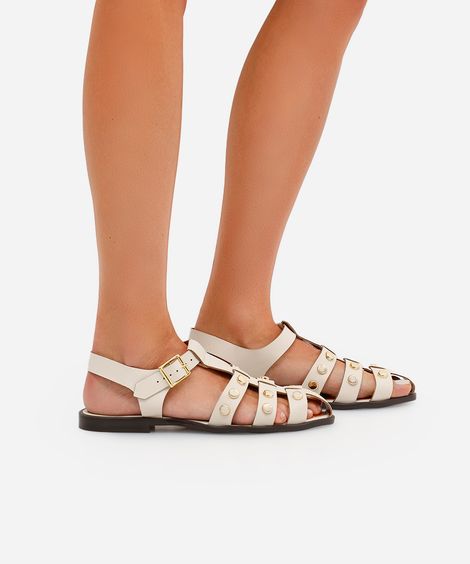 sandália fechada com tachas oneself off white