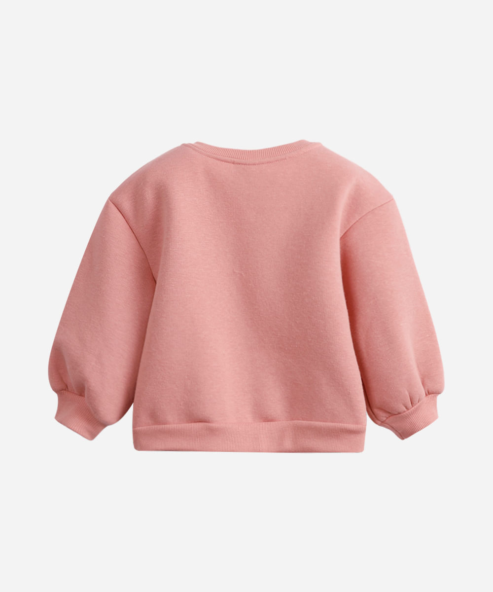 blusão de moletom infantil minnie e margarida mais que amigas - rosa velho