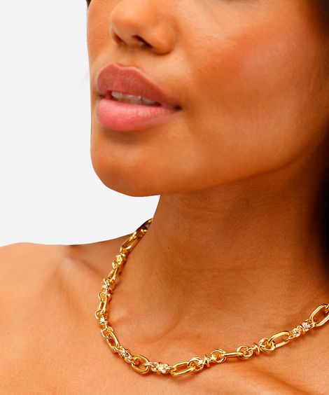 colar vintage de corrente dourado