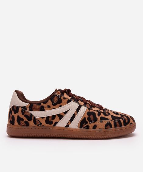 tênis bossa com recortes animal print ace bege
