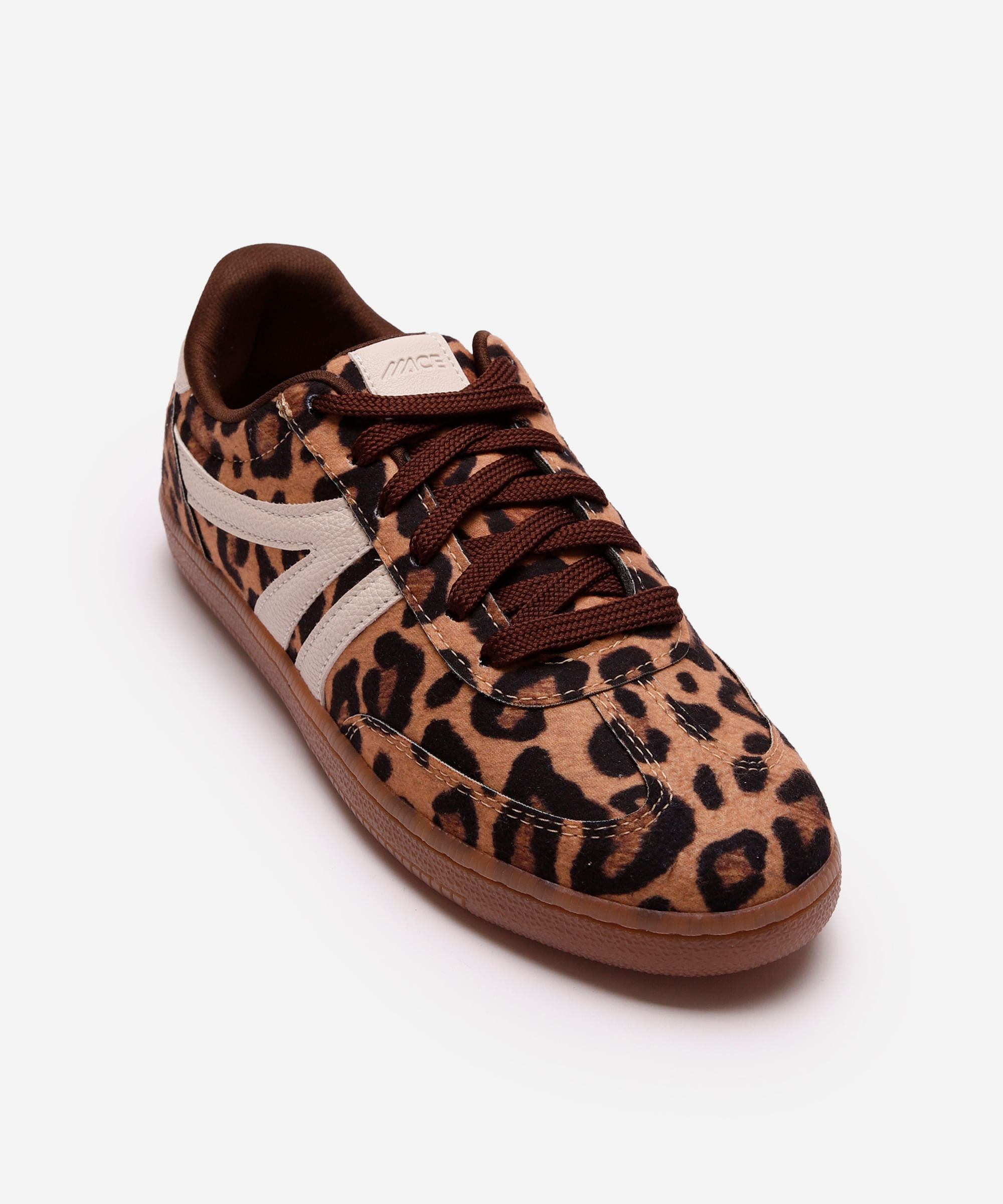tênis bossa com recortes animal print ace bege