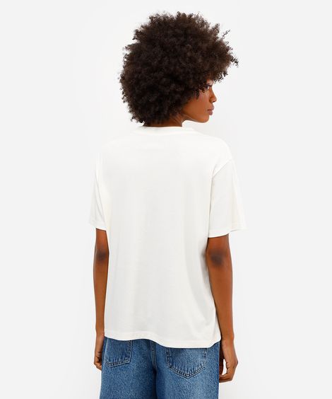 camiseta feminina de algodão peruano snoopy off white