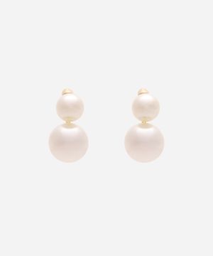 brinco de dupla pérolas dourado