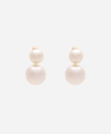 brinco de dupla pérolas dourado