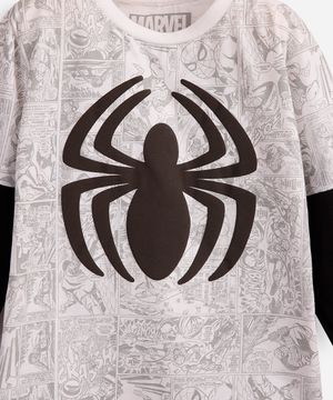 camiseta de algodão infantil manga longa homem aranha off white