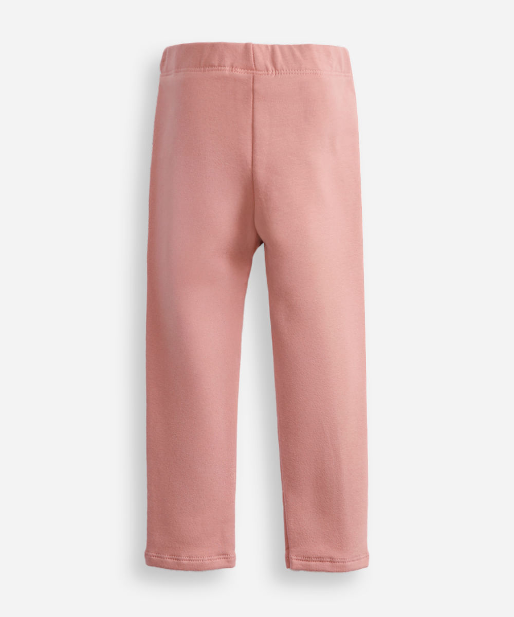 calça legging infantil de algodão felpado básica rosa