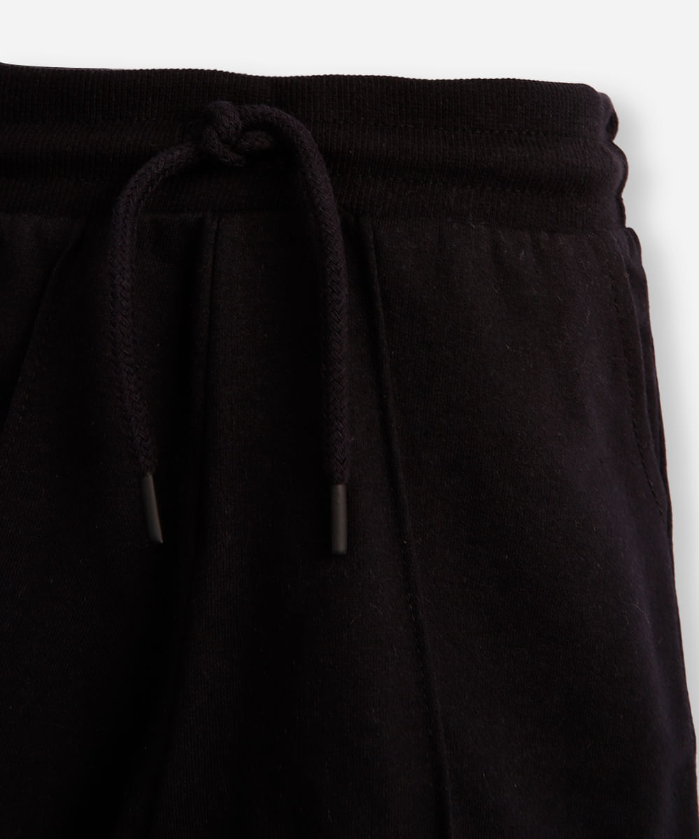 short de moletom infantil com nervura preto