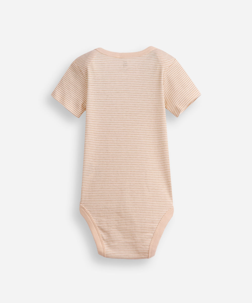 kit de 3 bodies infantis de algodão manga curta bege