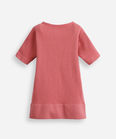 blusa infantil de poliamida canelada manga curta rosa