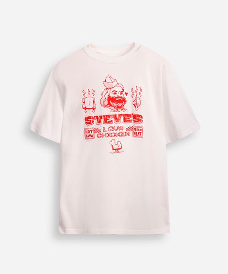 camiseta de algodão juvenil steve minecraft off white