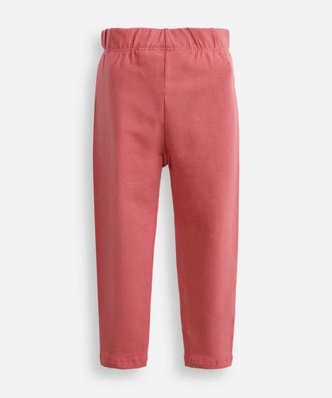 calça legging infantil de algodão rosa