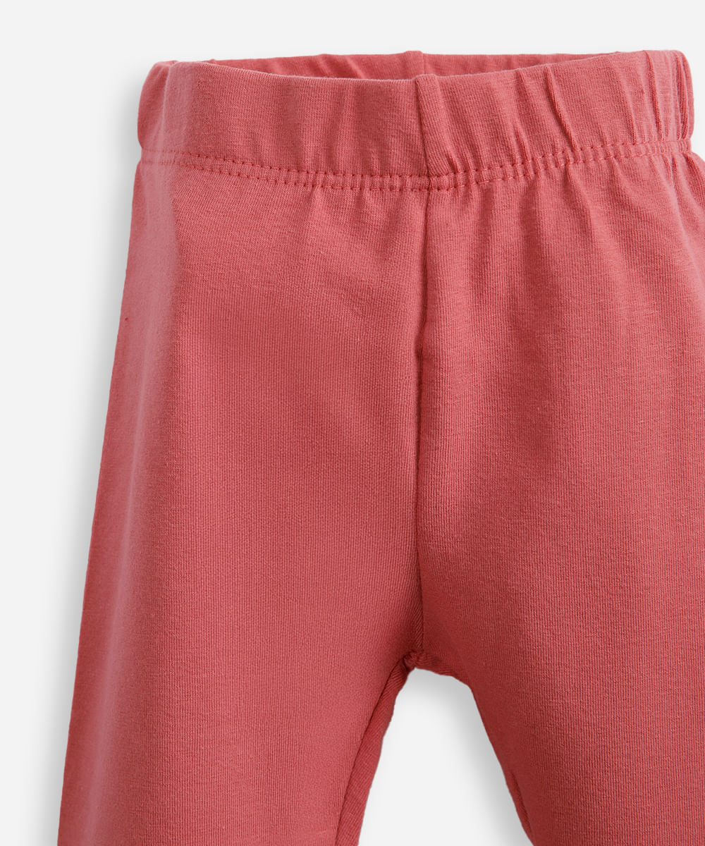 calça legging infantil de algodão rosa