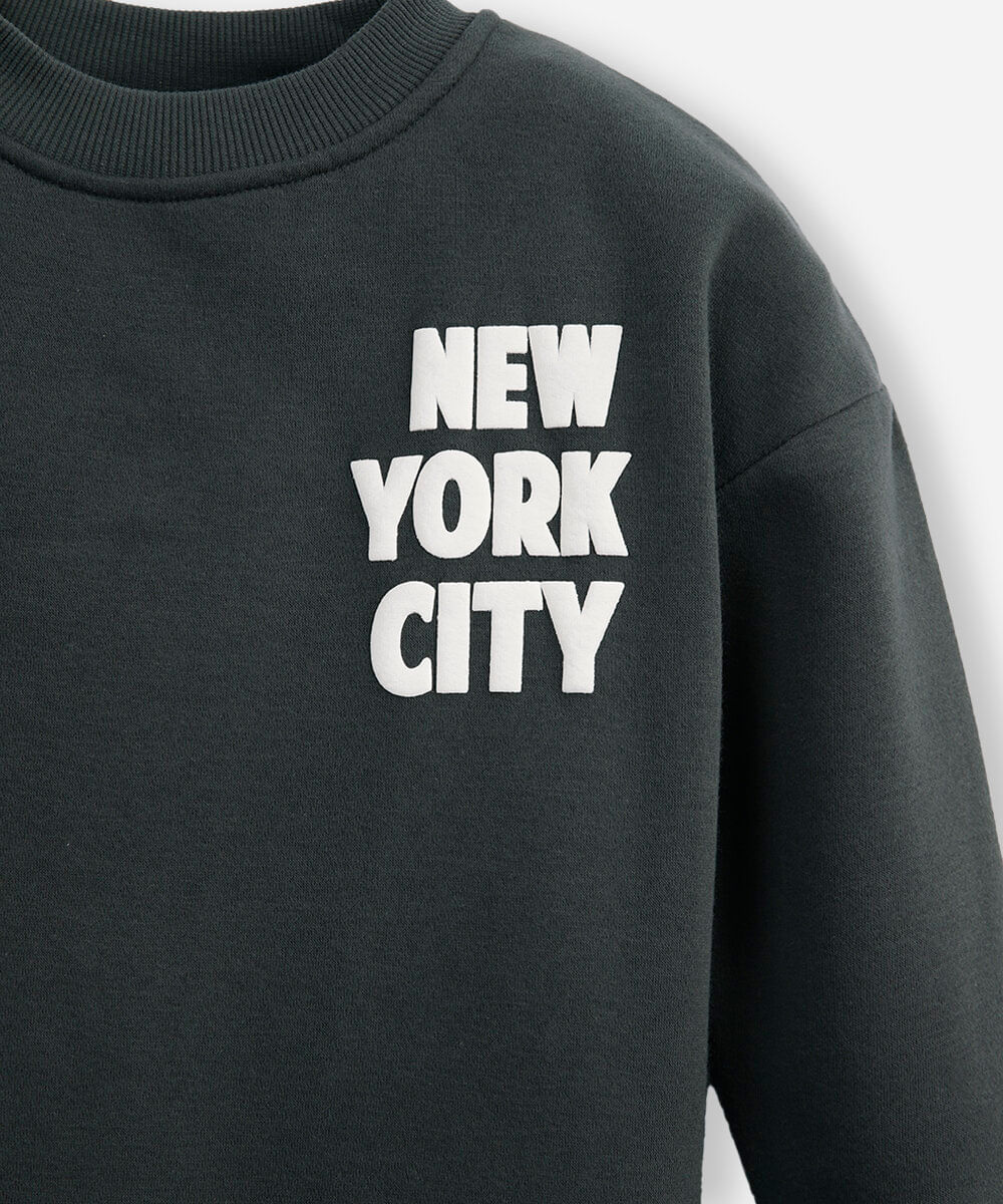 blusão de moletom infantil new york city verde