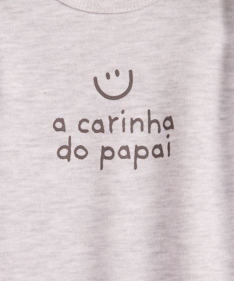 body de algodão infantil manga longa a carinha do papai cinza