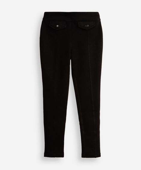 calça legging infantil de montaria com lapela preta
