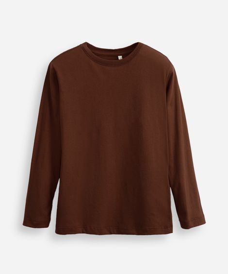 camiseta infantil de algodão manga longa marrom