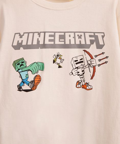 blusa de algodão infantil manga longa minecraft - areia