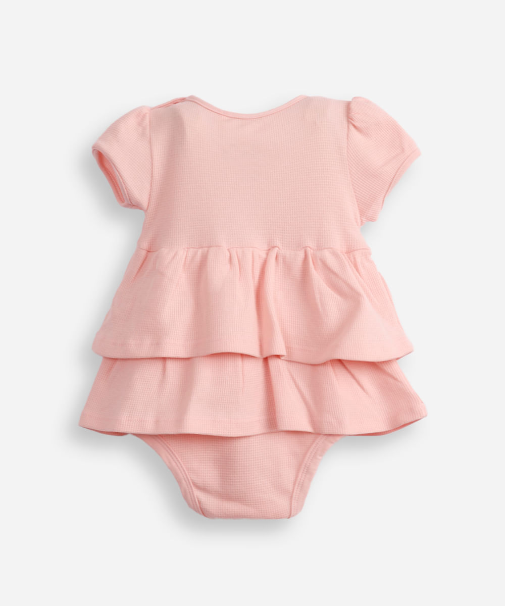 body vestido infantil manga curta turma da mônica rosa