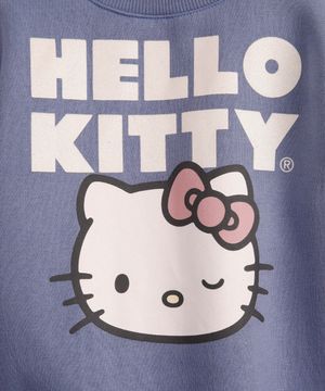 conjunto infantil longo de moletom hello kitty azul