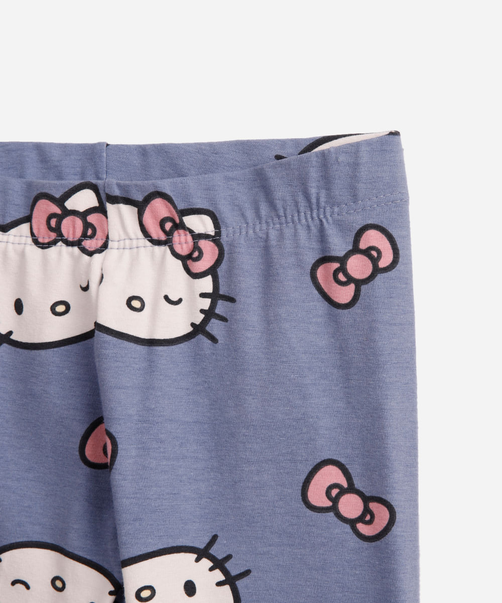 conjunto infantil longo de moletom hello kitty azul