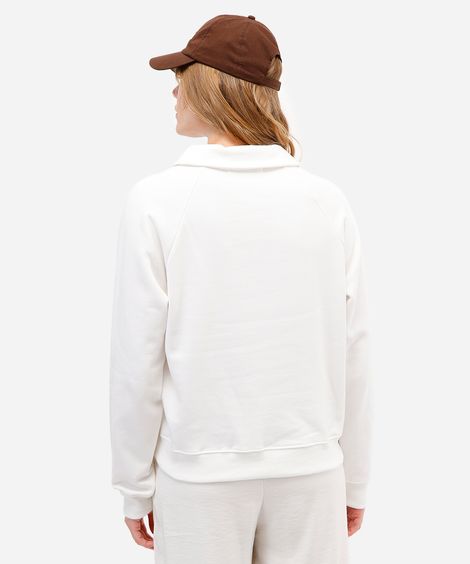 blusão feminino de moletom com gola esporte off white