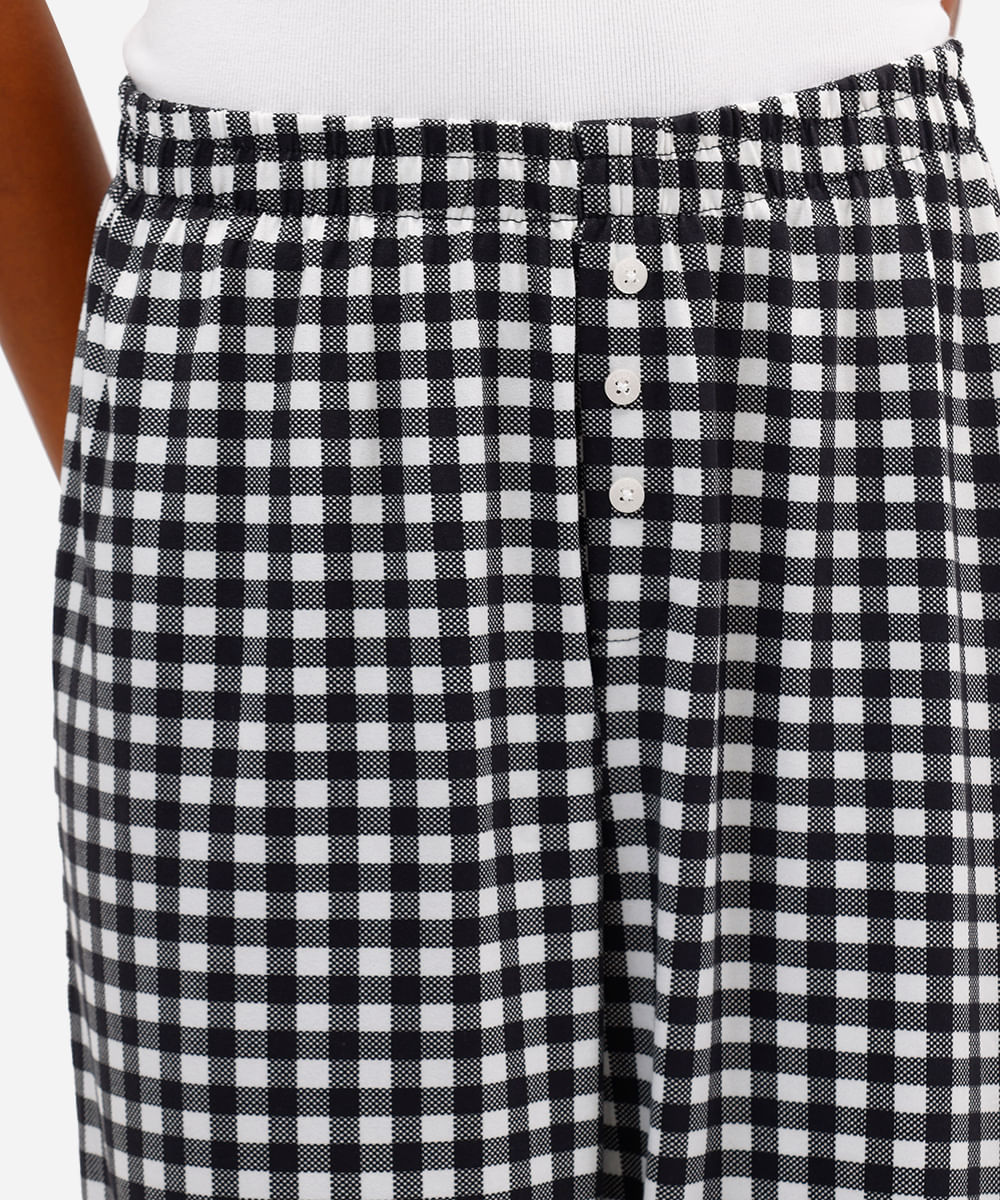 calça de pijama feminina avulsa xadrez off white