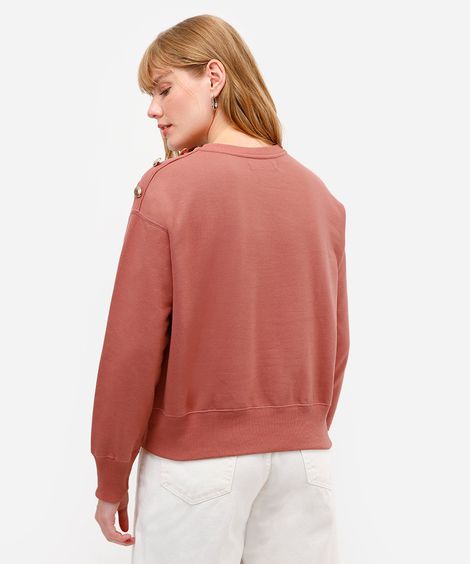 blusão feminino de moletom com botões rosa